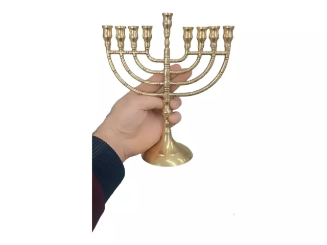 Hanukkah Menorah Menora Hanukia 9 Branches Brass Chanukah Candle 23 cm - 9"