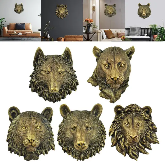 3D Animal Head Wall Decoration Safari Animal Bust Hanging Art Resin Decor