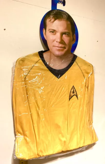 Official Star Trek CAPTAIN KIRK Top Uniform Trekkie Fancy Dress Printed Detail