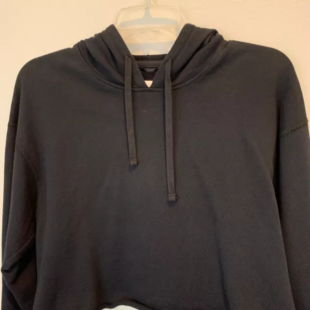 Reigning Champ Black Cropped Pullover Hoodie Raw Edge Size XS Athleisure 3