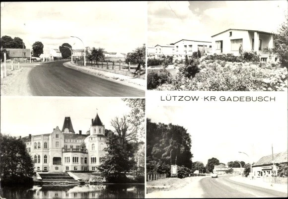 Ak Lützow in Mecklenburg, Straßenpartie, Schloss - 3409876