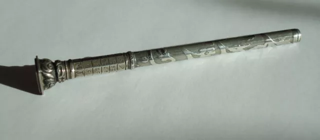 Französischer antiker Drehbleistift mit Montatskalender um 1870 verm. silber