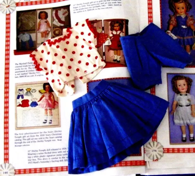 Shirley Temple 1958 Sears 3 Pc. Skirt Red Dot Top & Shorts For St-12 Doll Rare!!