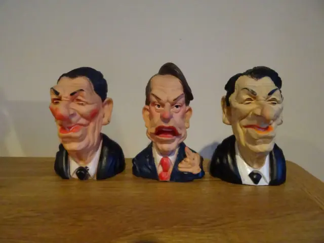 3 Spitting Image Squeaky Heads, 2 x Ronald Reagan, 1 x David Owen