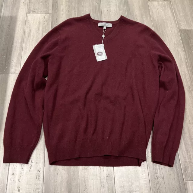 $250 Neiman Marcus Men's Dark Red Cashmere Long Sleeve VNeck Pullover Sweater XL