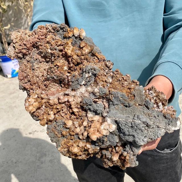 5.8LB Black carbon and sand mixed in quartz crystal cluster-AE9200