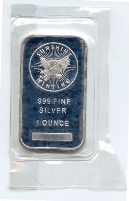 Sunshine Silver Minting 1 Troy OZ. .999 Fine Silver Bar (Sealed)