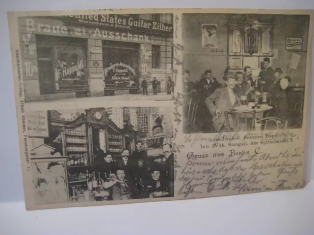 AK Postkarte Berlin Ausschank der Brauerei Happoldt Spittelmarkt, gelaufen 1905