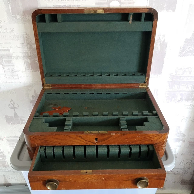 ANTIQUE WOODEN CUTLERY Canteen with Tray Drawer Restoration Project Two