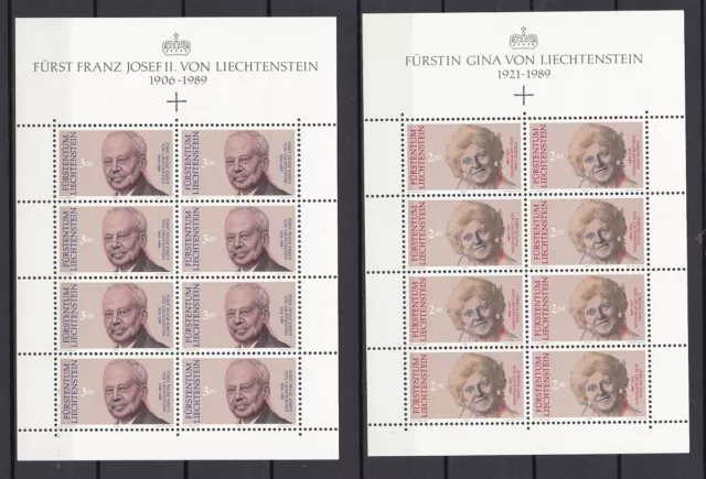 Liechtenstein 1990 postfrisch Kleinbogen MiNr. 988-989 Franz Josef II. und Gina