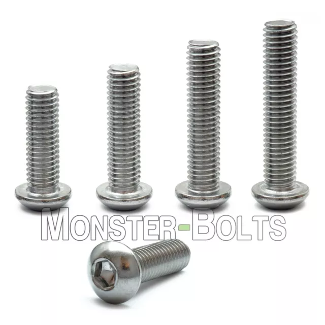 1/4-20 Stainless Steel Button Head Socket Cap Screws, SAE Coarse Thread 18-8 A2