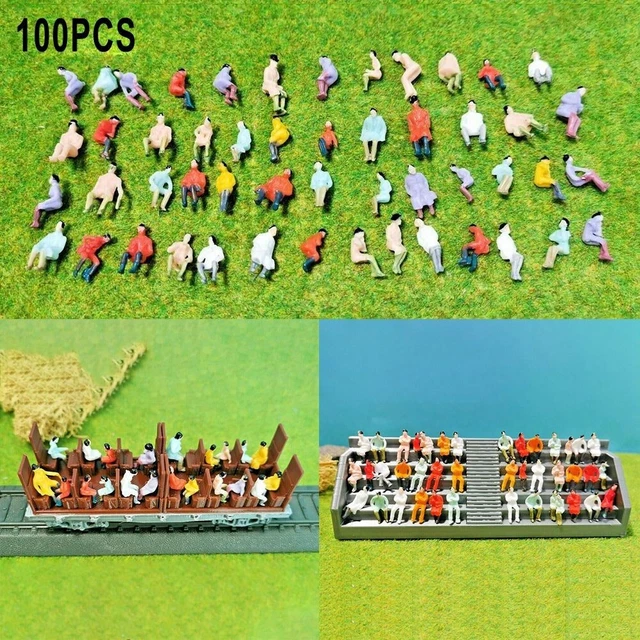60 Figurines Assises 1:87 Échelle HO - Couleurs Aléatoires - Pour Diorama Et Décoration