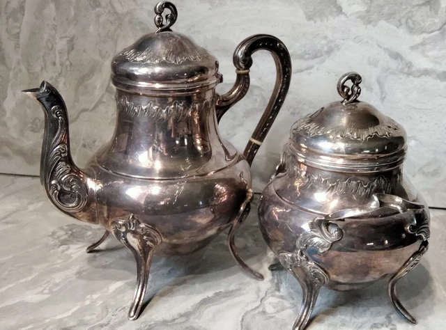 Théière Ancienne WMF En Métal Argenté, Motif Palmettes, Style Vintage, Teapot