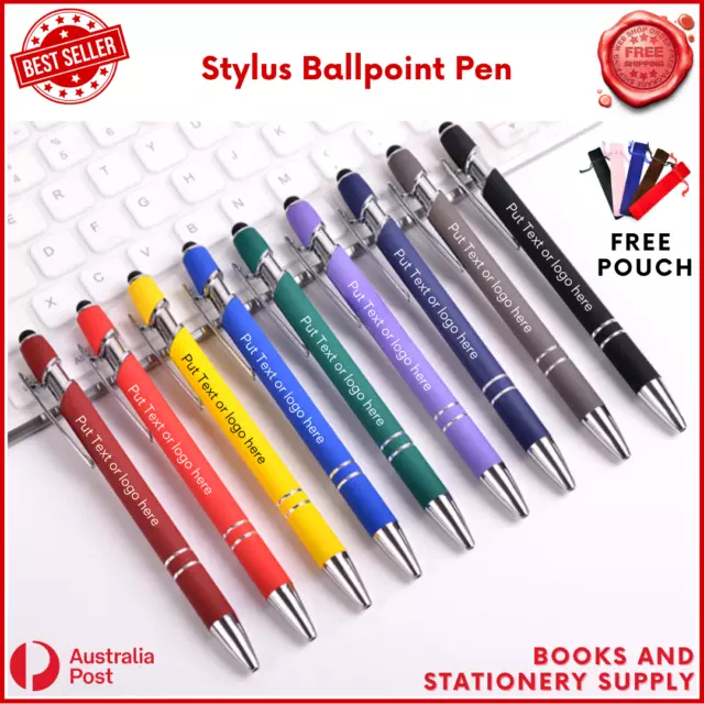 1X Custom Engraved Metal Pen Promotional Business Personalized Gifts With Stylus