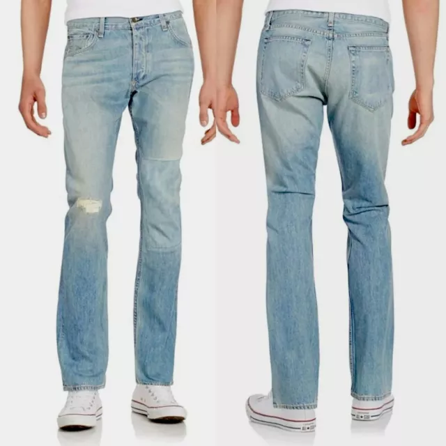 New $250 RAG & BONE Rb 15X Jeans Distressed Beachcomber Medium Wash Slim 30