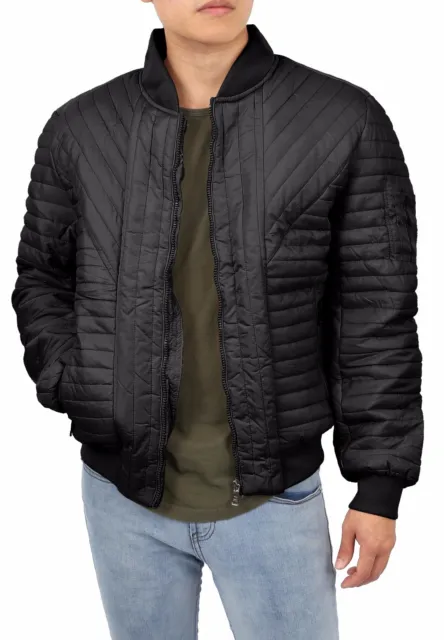 Mens Quilted PUFFER JACKET Padded Bomber Windbreaker Coat Casual Filght Winter