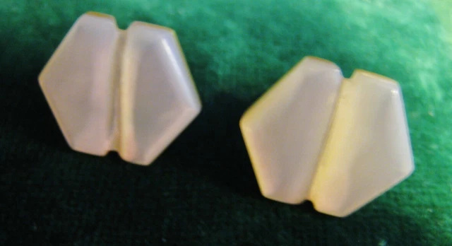 Boutons De Manchettes Anciens Art Déco - Nacre Et Laiton Argenté, La Paire, Occasion