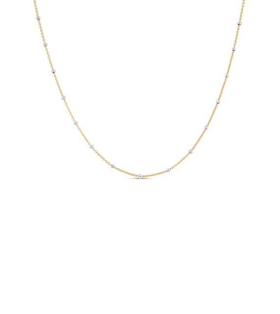 Olive & Chain 14k Gold Dainty Satellite Bead Chain Necklace