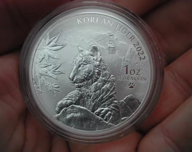 2022 Korean Tiger 1oz silver bullion coin in capsule