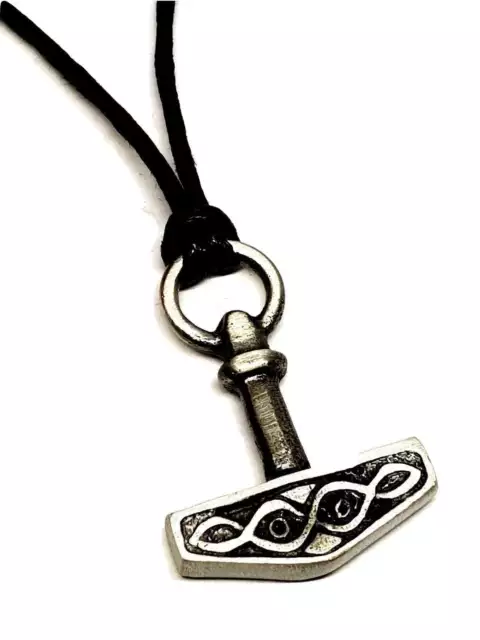 Thors Hammer Necklace Pendant Nordic Asatru Corded Norse Heathen Mjolnir Cord