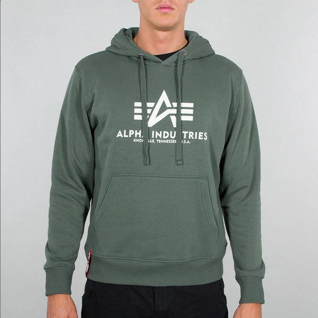 Alpha Industries Pullover con Cappuccio Uomo Base Felpa Vintage Verde 178312-432