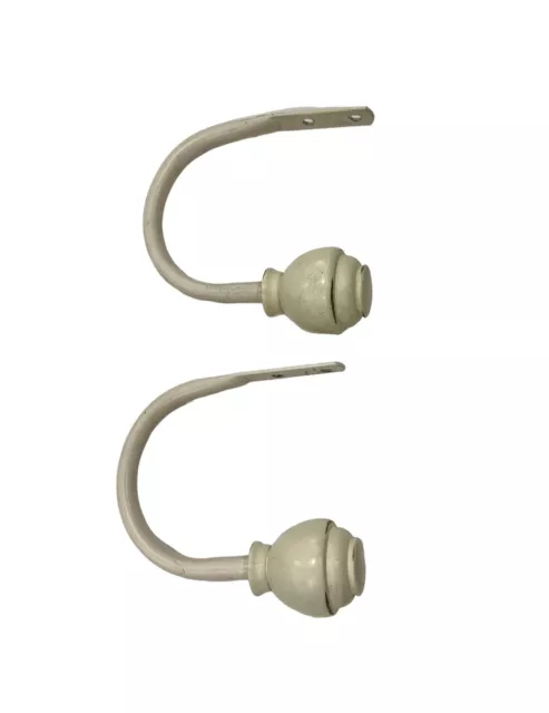 2Pcs Window Curtain Hold Backs U Shape Tie Back Hooks Metal Antique Ivory