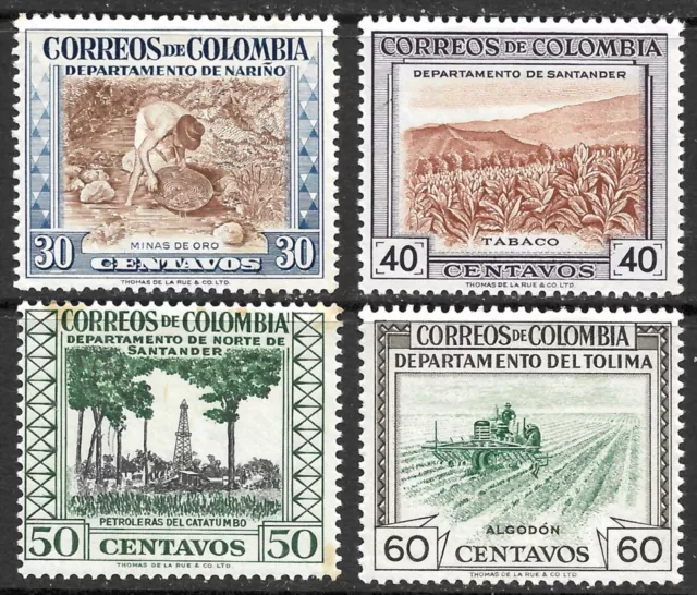 Colombia Scott #657-660 VF Mint Lightly Hinged Issued 1956