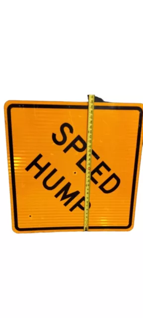 Vintage Retired Street Sign SPEED HUMP 30"x30" Mancave She-Shed Retro Deco