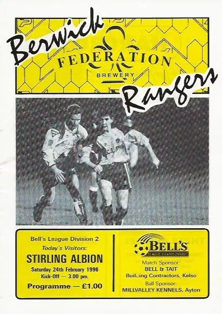 Berwick Rangersv Stirling Albion (Promoted) Scottish League 24th Feb 1996