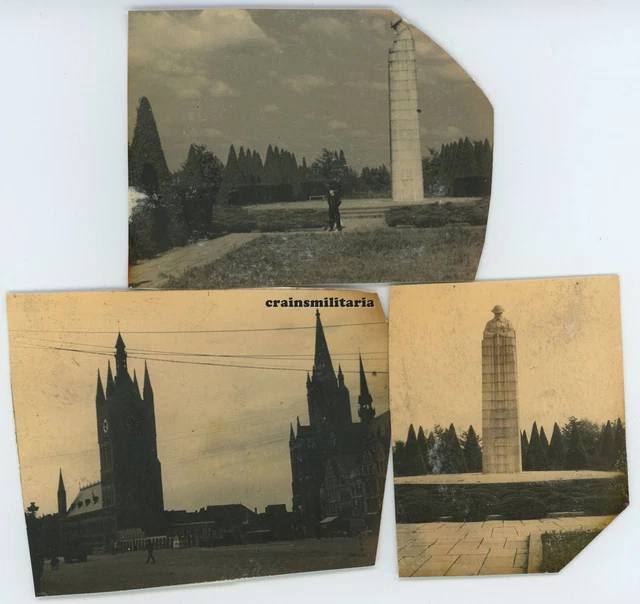 3x Orig. Foto Matrosen R-22 in YPERN Belgien 1940 Kanadier Denkmal Ieper