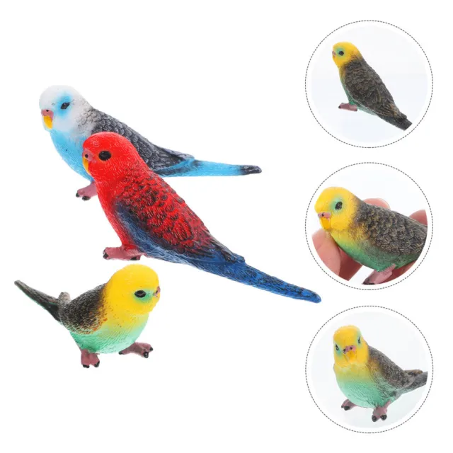 3 Pcs Künstlicher Papagei Dekorativer Vogelschmuck Kind Statue