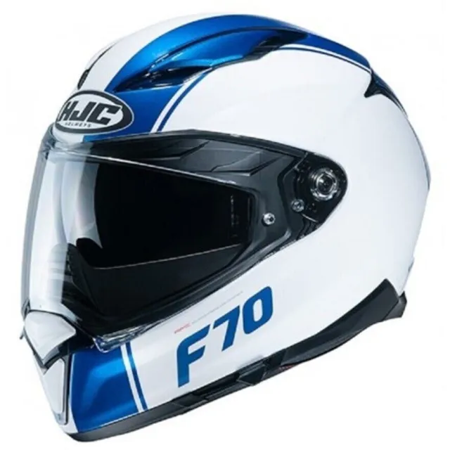 Casco Integrale Full Face Hjc F70 Mago Blue / Bianco Doppio Occhiale  Taglia M