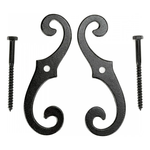Black Shutter Dog Holders 6.5" L S Style Solid Aluminium with Mounting Screws