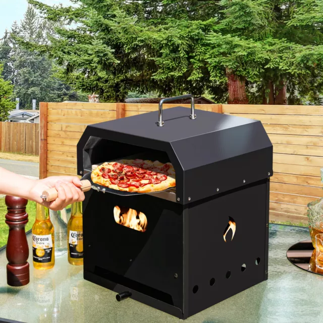 4-in-1 Outdoor Pizza Oven Portable Detachable Grill Oven Fire Pit w/Pizza Stone