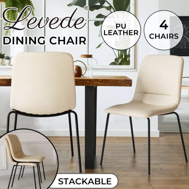 LEVEDE STACKABLE DINING Chairs Kitchen Lounge Chair PU Leather
