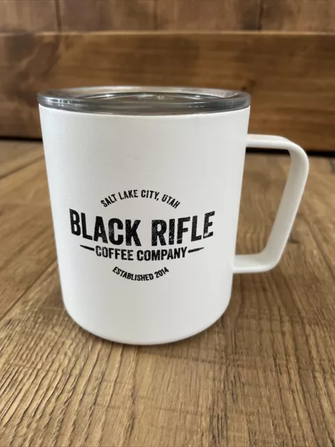 Black Rifle Coffee Company 12 Oz White Logo Mug Cup W Lid “coffee Or Die”