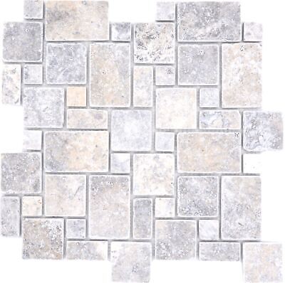 Azulejos de mosaico de piedra natural travertino gris mate pared suelo cocina baño 40-FP47_b