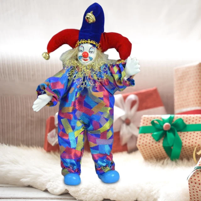 Poupée Clown En Porcelaine Peinte Main - 18cm - Décor Halloween Ou Collection