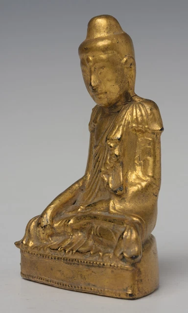 19th Century, Mandalay, Antique Burmese Wooden Seated Lotus Buddha 6
