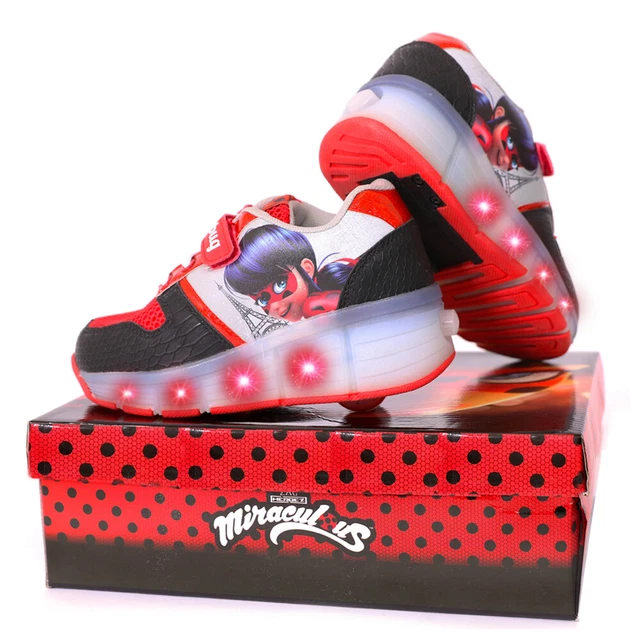 BASKETS ENFANTS LADYBUG Wheelie Lumi res Led Clignotantes Rouges