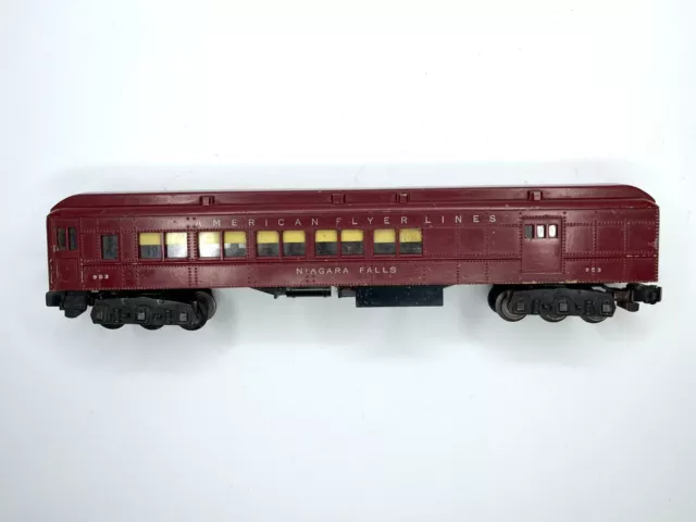 Vintage American Flyer S Gauge #953 Niagara Falls Combine Passenger Car Maroon