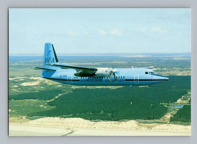 Aviation Airplane Postcard Birmingham European Airways Airlines Fokker 50 BB13