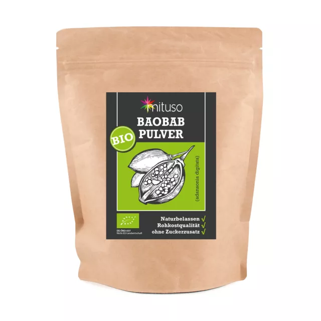 8x mituso Bio Baobab Pulver, 500g, MHD 08-2023