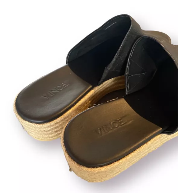 Vince Solana Black Leather Platform Espadrille Sandal Size 10 NWOT 2