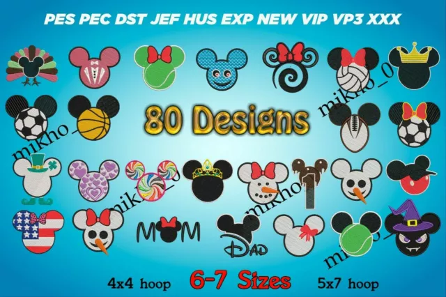 Motifs De Broderie Machine - 80 Motifs De Broderie Mickey - Formats Pes Dst Jef