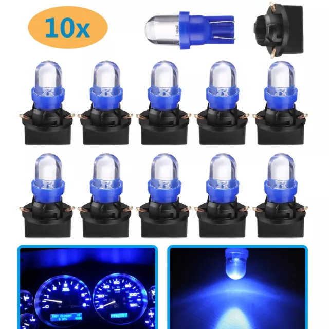 10x Blue T10 168 194 LED Bulbs Instrument Gauge Cluster Dash Light W/ Sockets