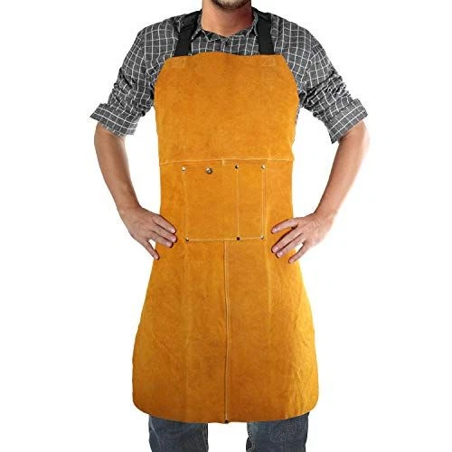 Benozit Leather Welding Work Apron,Heat&Flame Resistant, Full Size, Yellow