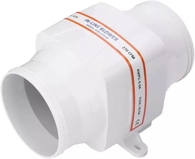 In Line Air Blower, DC 12V 4In Ventilation Blower Air Vent In-Line Marine Bilge