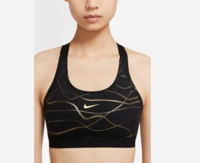 Nike Swoosh Icon Clash Metallic Medium Support Sports Bra DM0915-010 Size L / M