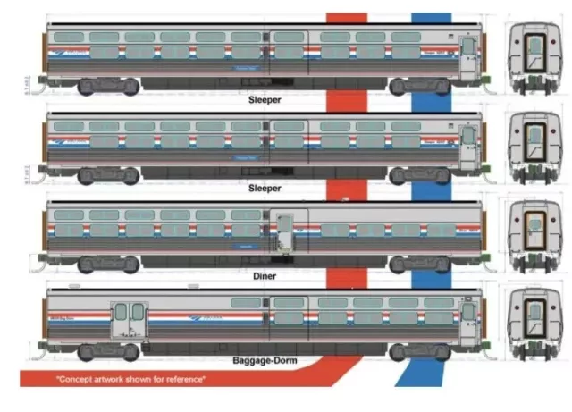 Kato 1068004 N Scale Amtrak Viewliner Ii 4 Car Set Phase Iii Heritage 106-8004